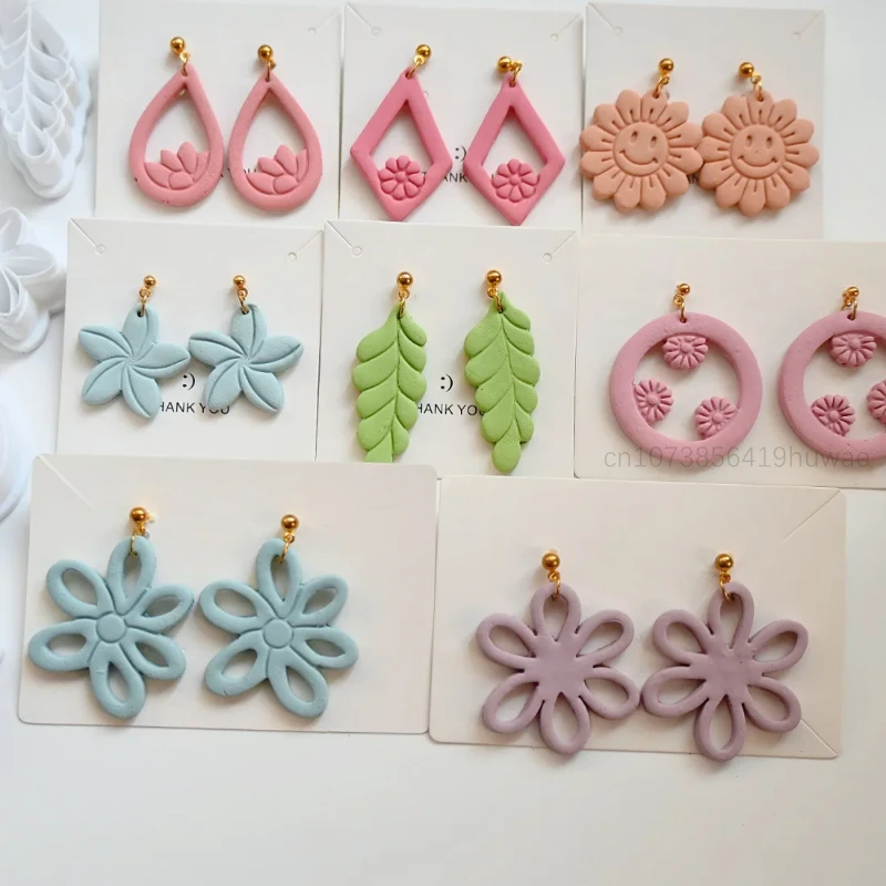 Droplet Round Flower Polymer Clay Cutters Curve/Arc Pottery Clay Cake Roll DIY Earring Pendant Jewelry Cutting Mold Ceramic Tool polymer clay tools pottery tools clay sculpting tools pottery sculpting tools clay craft tool