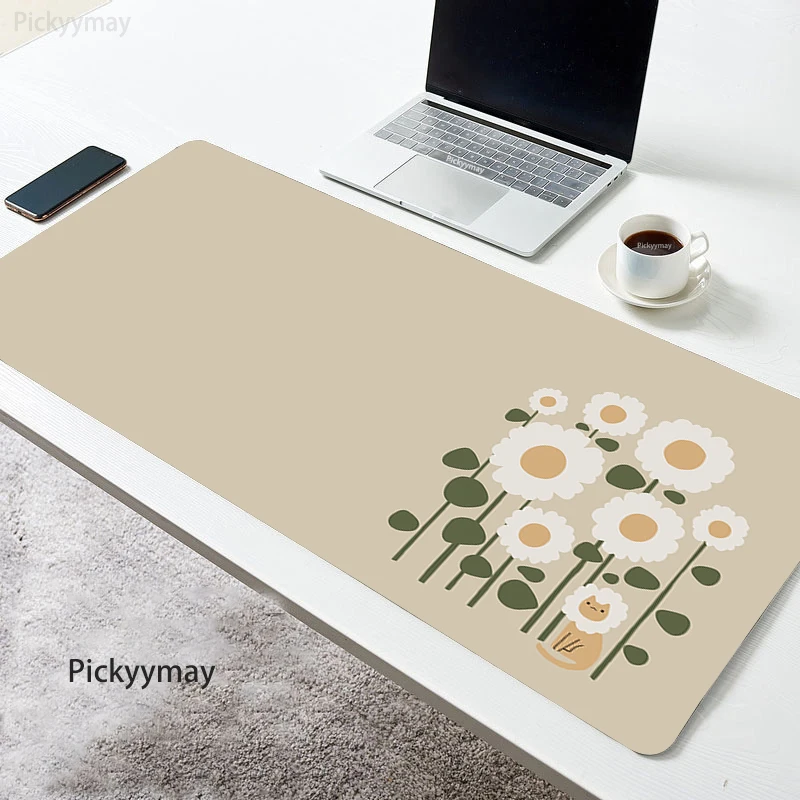 Grandes Plantas Kawaii Imprimir Mouse Pad Escritório Mousepad Tapete de Mesa de Borracha Arte Empresa Desk Pad Gato Bonito Laptop Tapetes 900x 400 mm - Imagem 5