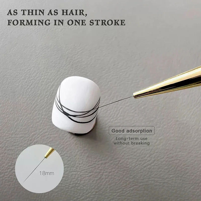 5Pcs Extremely Fine Nail Art Liner Pen Acrylic Handle UV Gel Brush, DIY Painting Drawing Lines Stripe Flower Manicure Art Brush