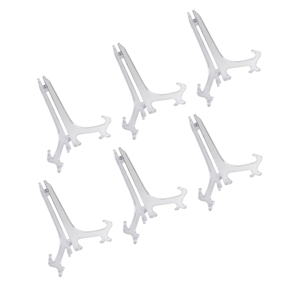 

6pcs Plastic Easels Plate Holder Weddings Photo Picture Frame Display Stand Display Dish Stand Rack Pedestal Holder Home Decor