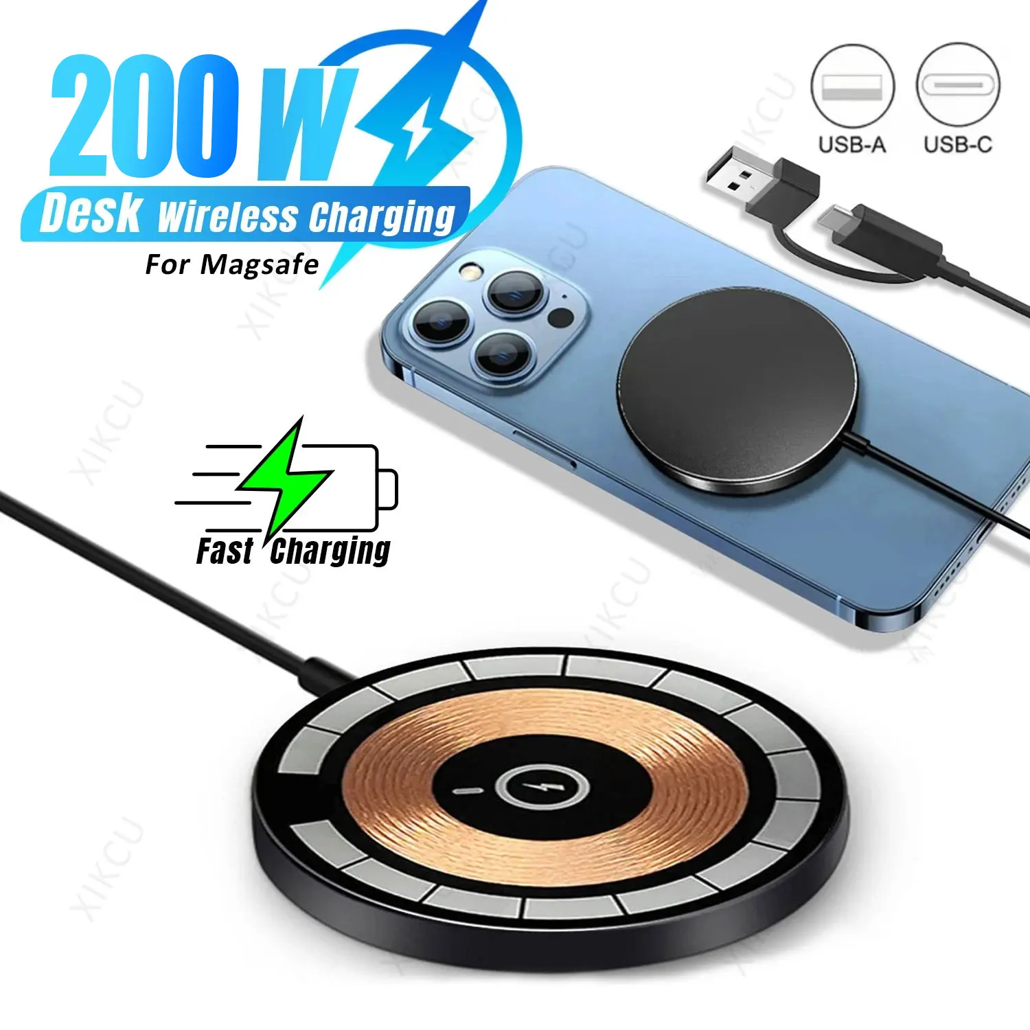 200W Magnetic Phone Wireless Charger Pad For Magsafe iPhone 16 16Pro Max 15 14 13 12 Samsung AiPods Pro 3 Fast Charging Station