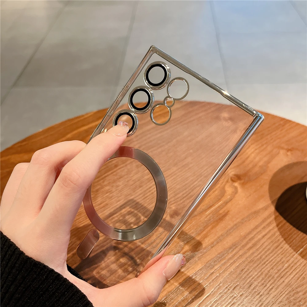 Magsafe Luxury Plating Magnetic Wireless Charging Shockproof Silicone Clear Case