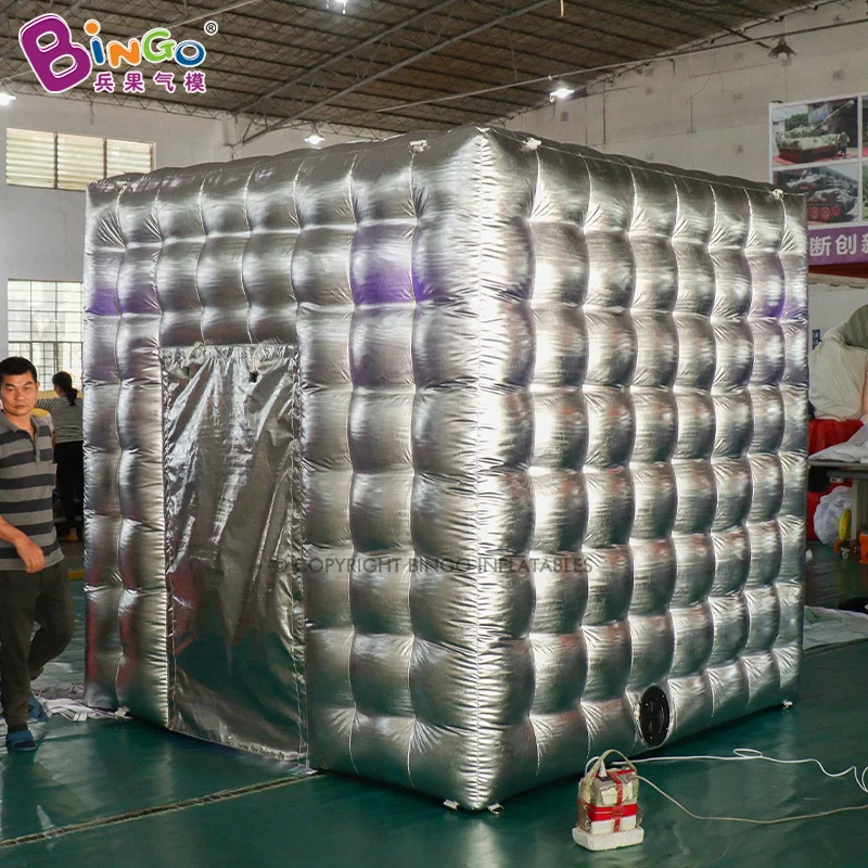 Custom-made Inflatable Silivering Photo Booth Inflatable  Silivering Square 2-Door-Tent For Wedding Decoration/Party 6