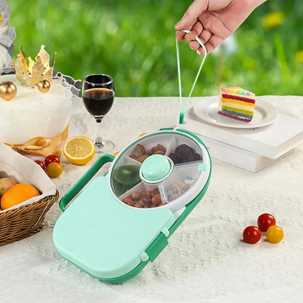 Snack Box With Rotating Lid Portable Leak-proof Transparent Sealed Lid Snack Container Time-saving Plastic Kids Spinner