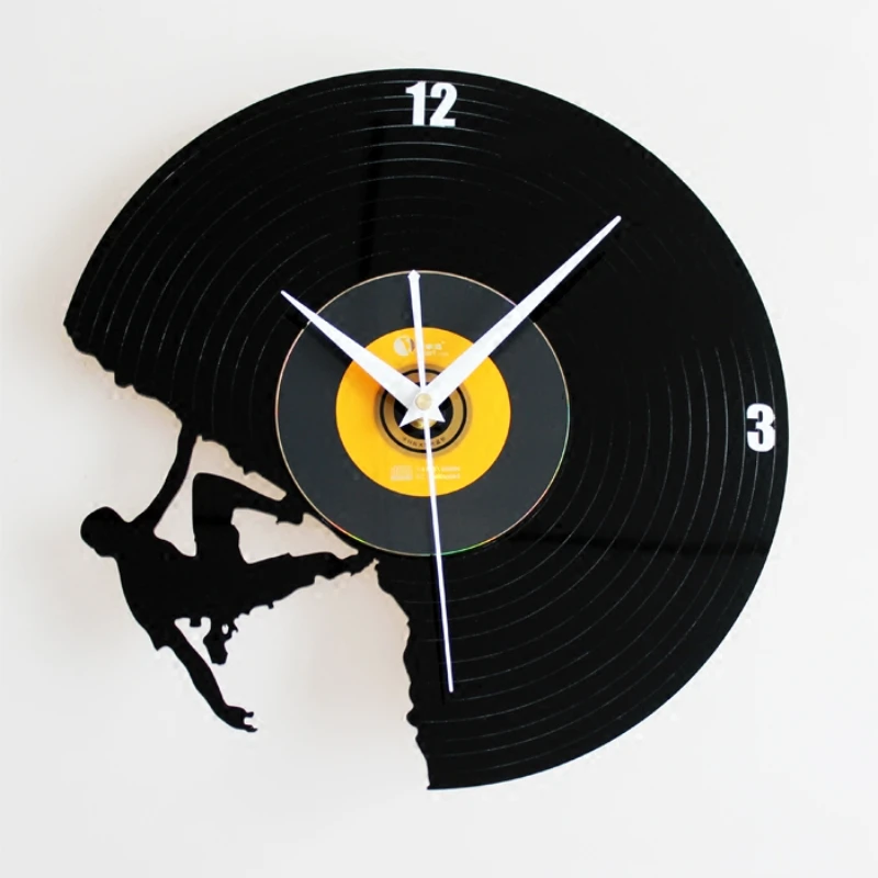 Orologio Da Parete Con Registrazione Cd In Vinile Nero Alla Moda E Creativo Sport Fighting Spirit Rock Climbing Film Clock Decorazione Della Casa Wall
