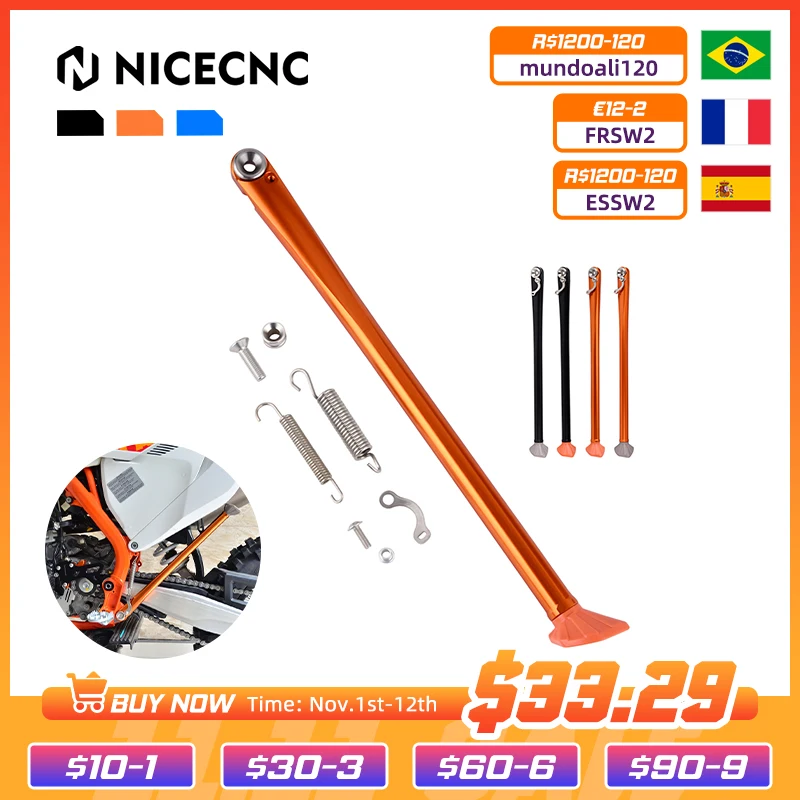 Nicecnc Cavalletto Laterale + Kit Molla Per Ktm Exc 300 Exc-F 350 125 200 250 450 500 530 Xc Xcf Xcw Xcfw Sei Giorni Tpi 2008-2023