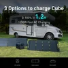 Portable Power Station Cube 1000 2200W AC Outlets 1024Wh LiFePO4 Batter Expandable Battery Capacity up to 5kWh Solar 2
