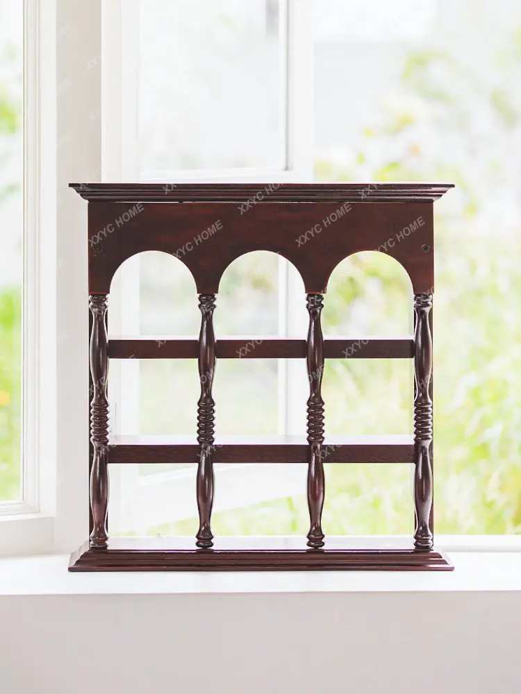 

Vintage Solid Wood Storage Cup Holder Living Room Desktop Shelf Display Cabinet Middle Ancient Curio Box Closet