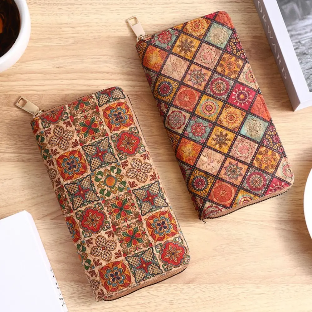 Bohemian Style Women's Wallet Retro Advanced Wallet with Wood Grain Portable Geometry Multiple Card Slots Card Holder Coin Purse 2