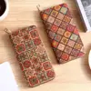 Bohemian Style Women's Wallet Retro Advanced Wallet with Wood Grain Portable Geometry Multiple Card Slots Card Holder Coin Purse 2