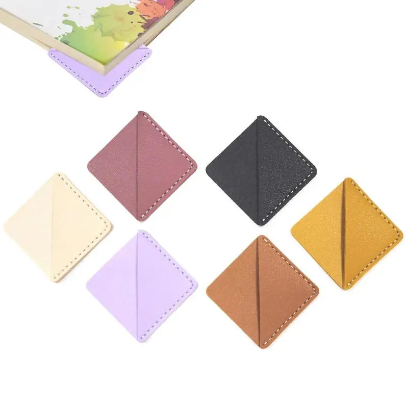

Bookmark 6PCS Corner Bookmarks For Books PU Leather Rhombus Corner Page Bookmark Meaningful Reading Gift For Book Reading Lovers