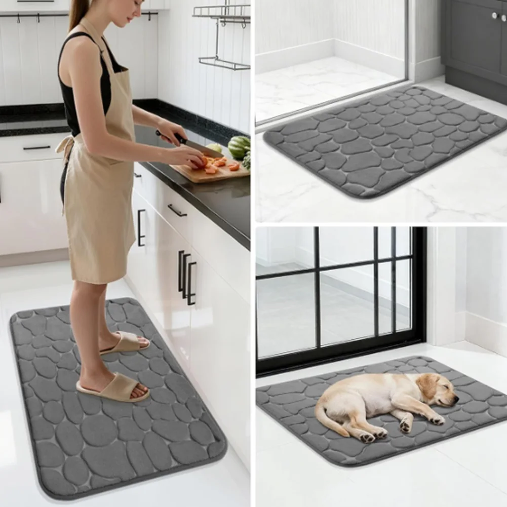 Premium Absorbent Non-Slip Quick-Dry Bathroom Mat with Cobblestone Design