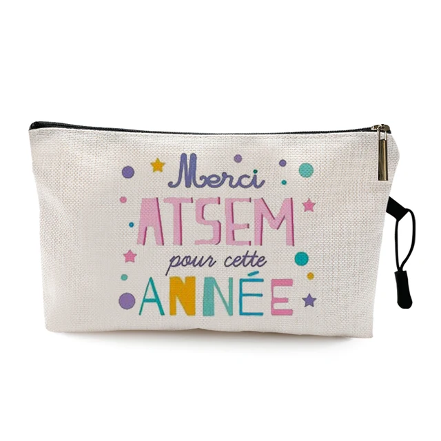 Teacher's Day Graduation Gift Cosmetic Bag Super Atsem Merci Maitresse Print Women Neceser Makeup Bag Pouch Travel Organizer Pattern 16