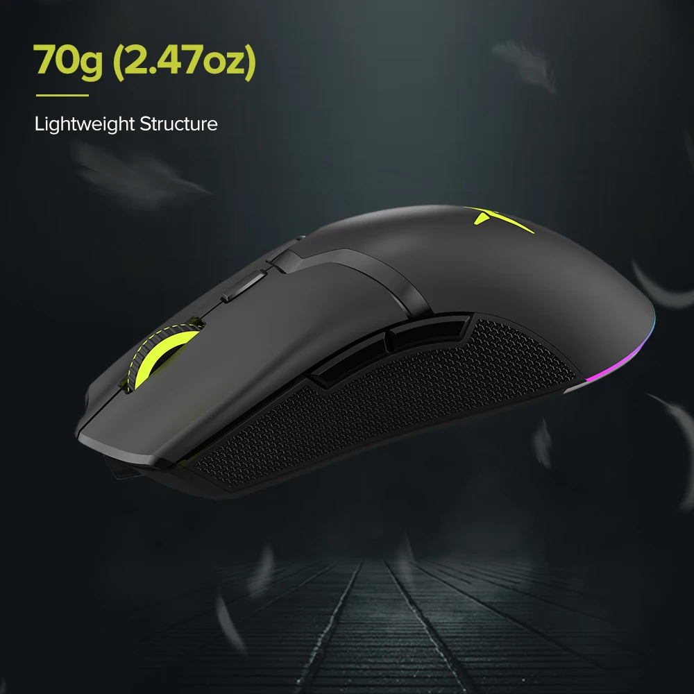 Delux M800 Lightweight Wireless Mouse PAW3335 Optical Sensor 16000DPI 70g RGB  Rechargeable Fully Programmable For PC Gamer led gaming mouse