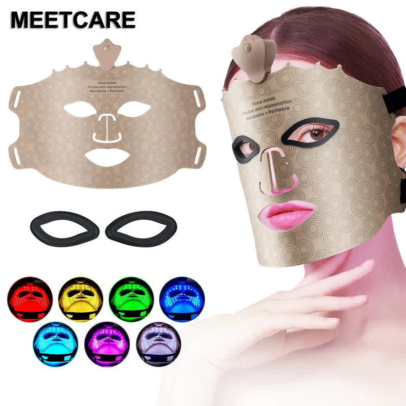 7 Colors LED Face Mask Silicone Therapy Photon Mask for Oil Control Whitening Brighten Skin Rejuvenation Anti Wrinkle Acne Pore led facial mask led beauty lamp