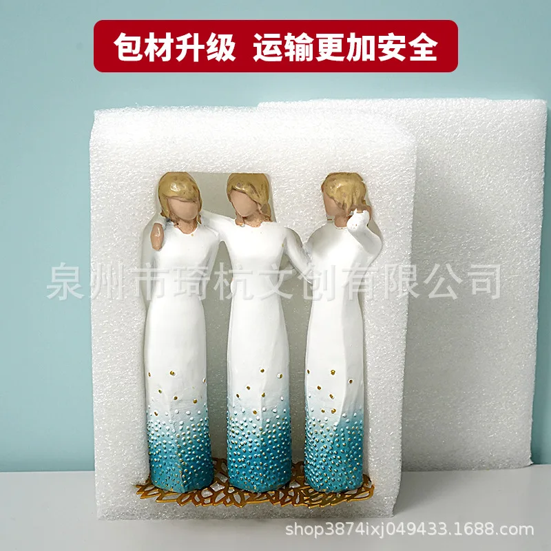 New Three Sisters Ornaments Around Me Resin Crafts Ornaments Holiday Commemorative Gifts Creative Gifts Home Desktop Decoration