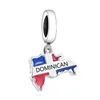 Real 925 Sterling Silver Fit Original Pan Charms Bracelet Color Enamel COLOMBIA Flag Map Bead For Making Women Berloque DIY 5