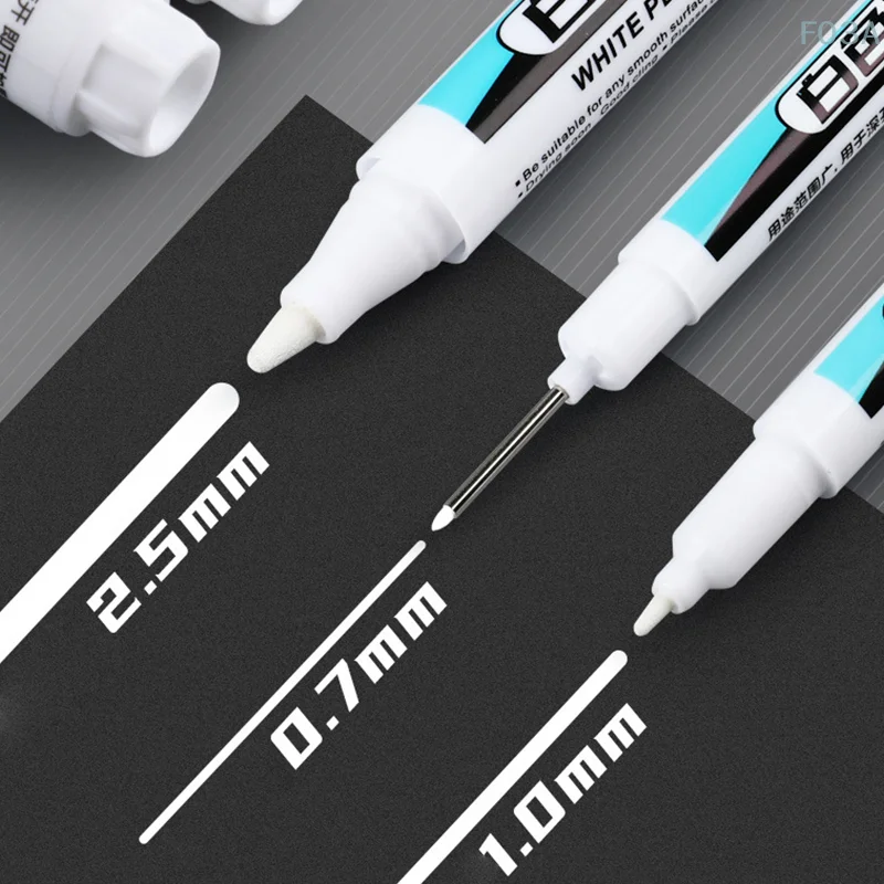 Waterproof Marker Pen 0.7/1.0/2.5mm White Paint Tread Environmental Pens Car Tire Painting Graffti Stationery School Supplies White Marker Pens Paint Marker Pen Markers Pen Marker Pens Paint Pen