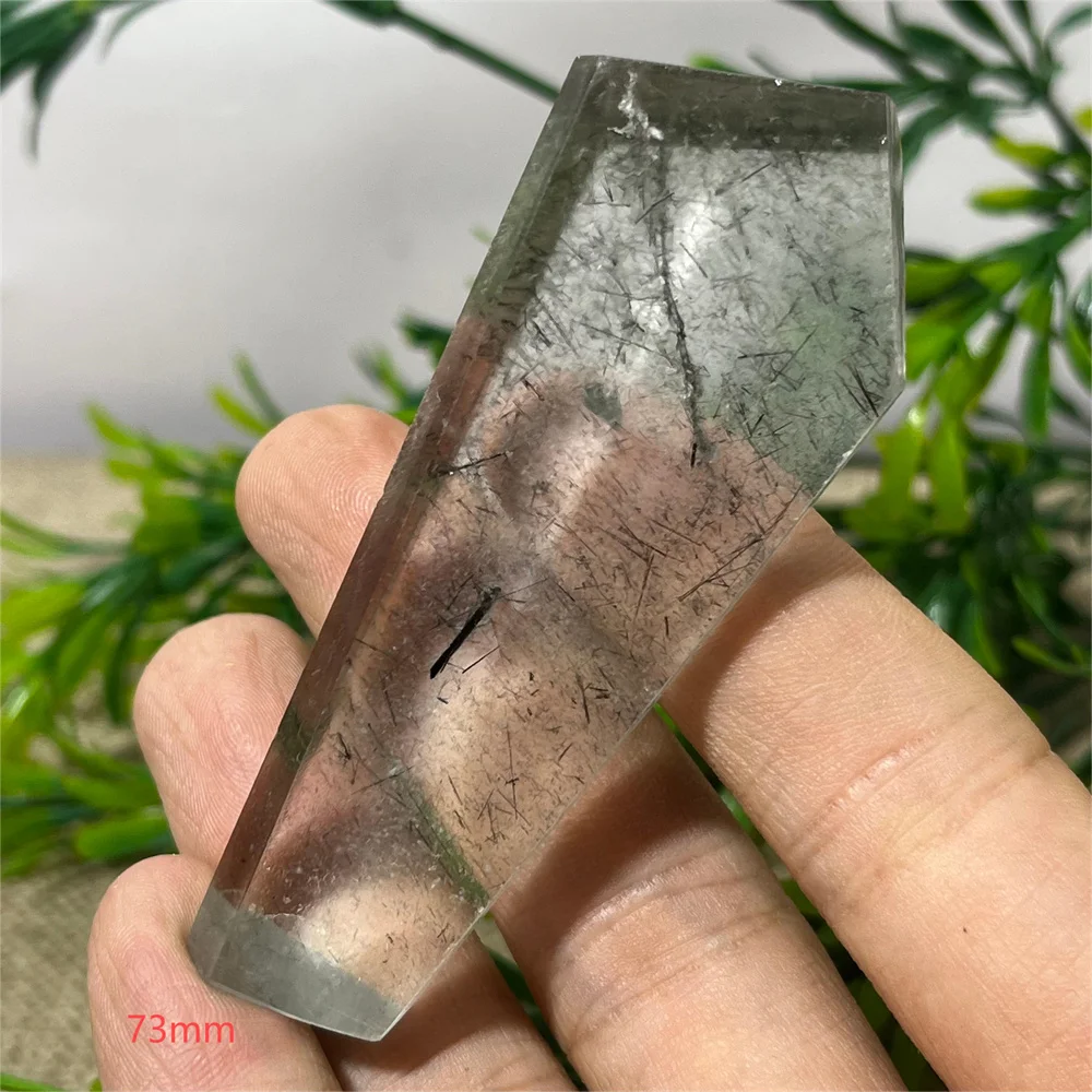 Crystal Natural Garden Black Hair Palm Quartz Free Form Stone Reiki Healing Mineral Specimen Home Stone Decoration Gift Energy 6