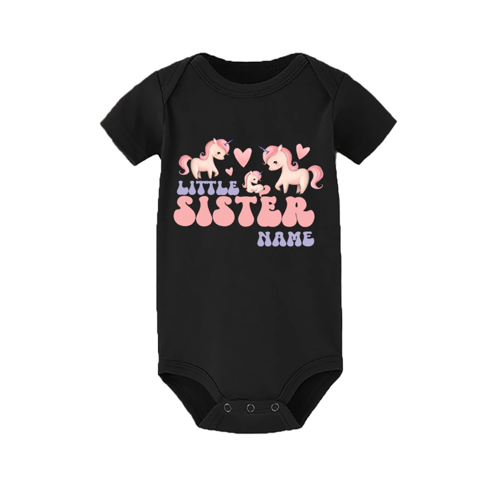 Personalized Big Sister Little Sister Family Shirts Unicorn Print Sibling Matching Clothes Custom Name Kids T-shirt Baby Romper 6