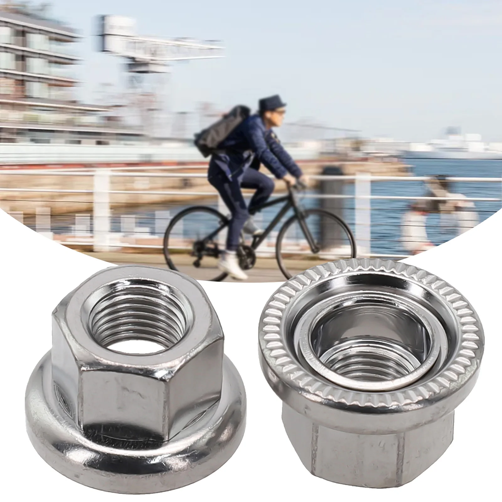 2pcs Bicycle  Hub Screw Nuts M9 M10 3/8 Dark Silver Front Rear Hub Screws Fixed Gear Bike Drum Axle Hubs Accessories