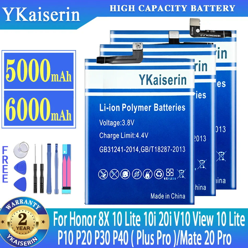 

YKaiserin Battery For Huawei P10 P20 P30 P40 Plus Pro P10Plus P30Pro/Mate 20 Pro/For Honor 8X 10 Lite 10i 20i View 10 Lite V10