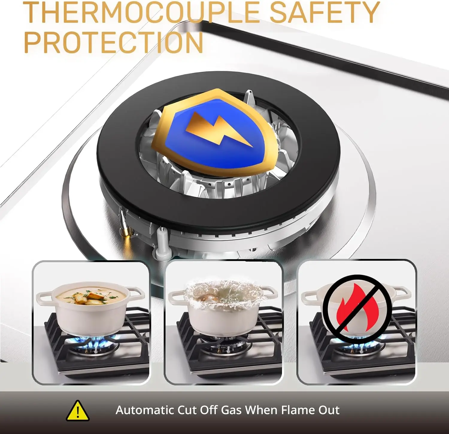 2 Burner Propane Gas Cooktop, 12" Inch LPG/NG Built-in Gas Stove Top with 2 ITALY SABAF Sealed BurnersRV Stove Top withProtect