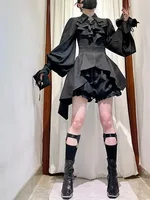 Kimutomo JK Shirts Women Japanese Vintage Lolita Irregular Blouse Lace Bandage Flare Sleeve Ruffles Y2k Aesthetic Kawaii Tops - Image 3