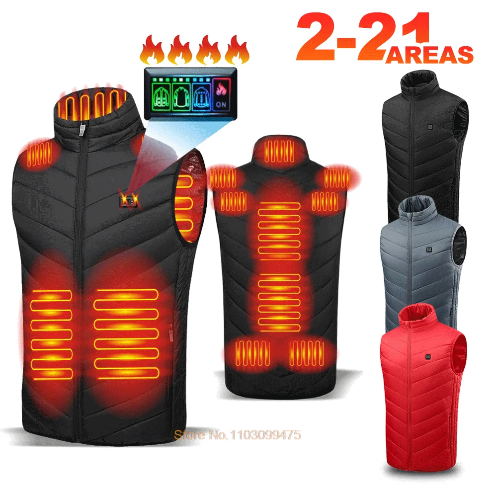 

Heated Vest Women Men USB Electric Heated Jacket Cotton Thermal Underwear Skiing Suites Camping Hiking Heated Clothing 2-21 Area