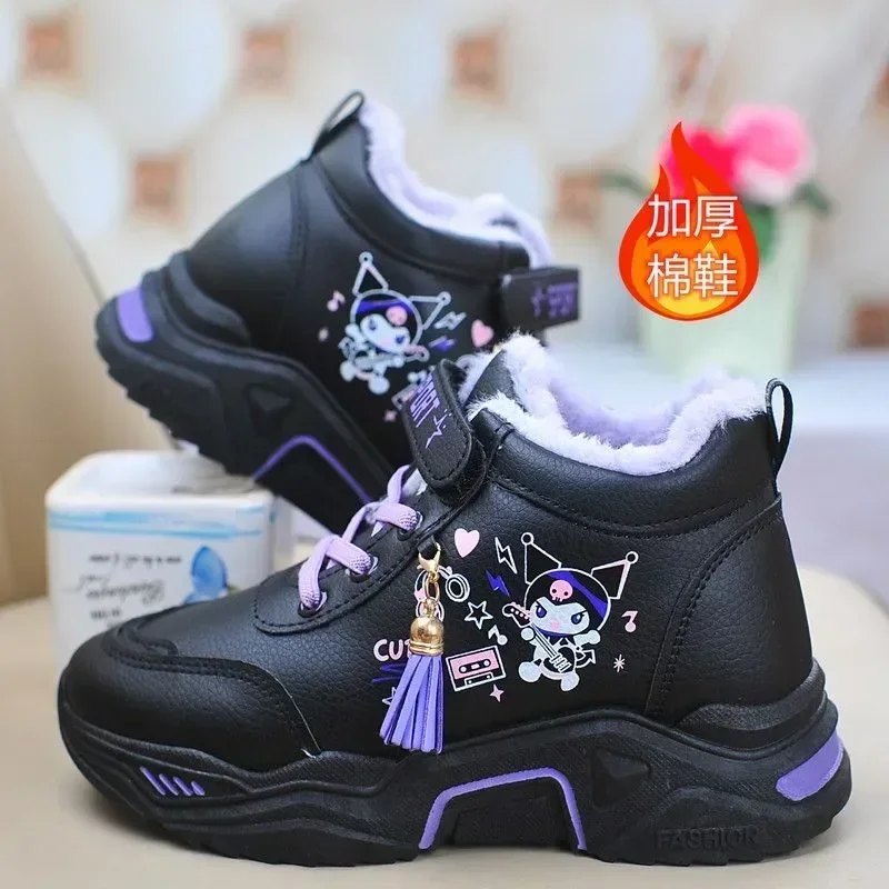 Sanrio hello kitty Children's Cotton Shoes Autumn Winter Fleece Warm Student boy girl Sports Shoes kuromi Casual Sneakers