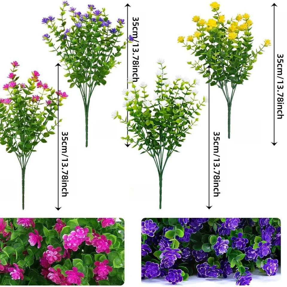 12 Fasci Fiori Artificiali Autunnali Con Eucalipto – Resistenti UV, Non Sbiadiscono, Per Decorazioni Esterno/Interno, Ringraziamento - 2