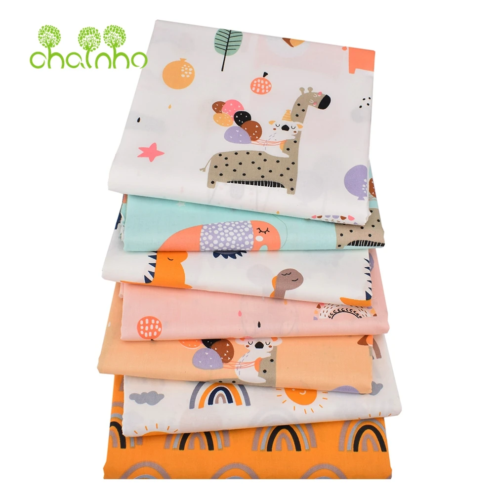 Chainho,Printed Twill Weave Cotton Fabric,DIY Sewing Quilting Material,Patchwork Cloth,Cartoon Series,2 Specification,15C294