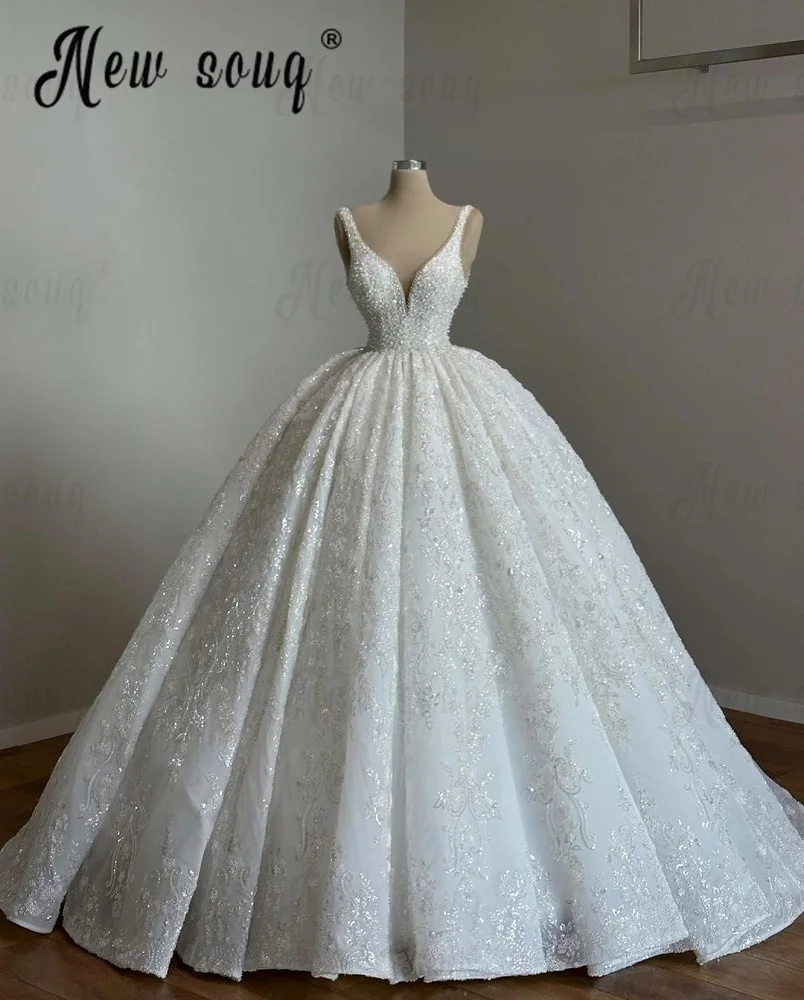 

2023 Wedding Dress Sparkle Full Beaded Lace Appliqued Bridal Gowns Princess Ball Gown Vestido De Casamento Dubai Women Wedding
