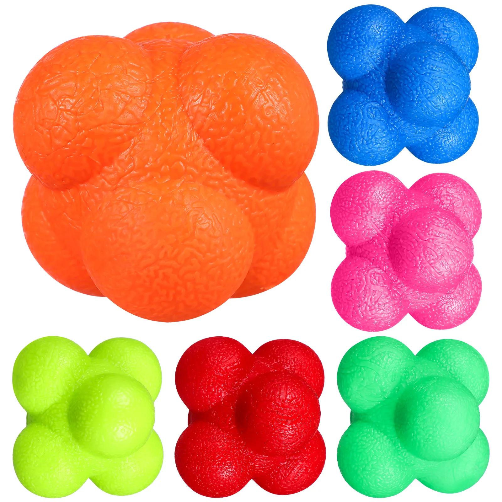 6 Balles De Réaction Hexagonales En Silicone - Entraînement Réflexe, Agilité, Coordination - Pour Tous Sports