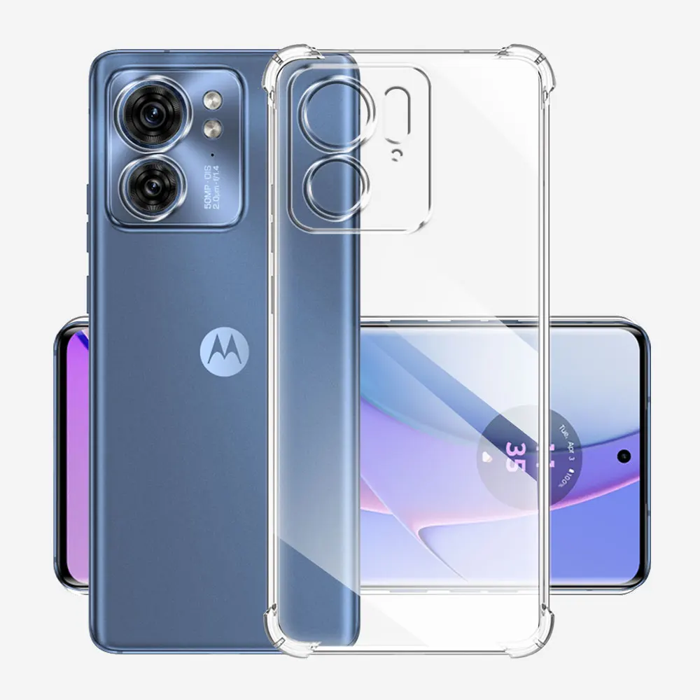 XINYEXIN Cover per Motorola Moto G84, Traslucida Custodia Antiurto Antigraffio con Supporto Anello a 360°, PC + TPU Bumper Case - Blu Reale