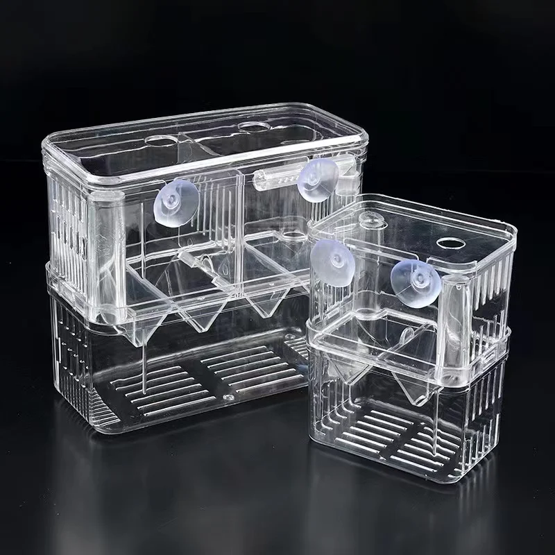 Double-Deck Clear Fish Breeding Isolation Box Aquarium Breeder Fish Tank Hatching Incubator House Home fish aquarium fish breeding box