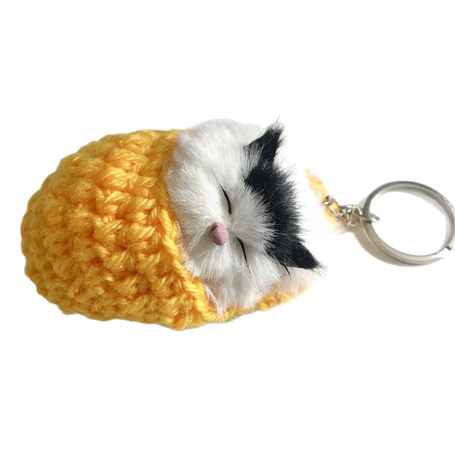 Simulation Mini Cat Keychain Cute Plush Cats With Sound Children Birthday Gifts Creative Imitation Cat Ornaments Bag Decoration
