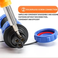 SP16 SP17 SP20 SP21 Aviation Connectors Plug Socket Panel Mount IP68 Waterproof Solderless Electrical Cable Wire Connector 6
