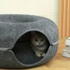 Wool Felt Cat Tunnel Nest – Modern Style Uncharged Donut Bed, Detachable & Washable All-Season Cat House, 1pc Cozy Cat Condo 2