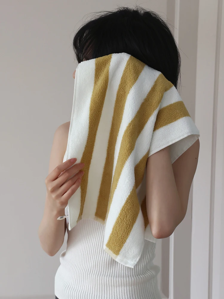 Cotton Towel Retro Striped Pure Beach Bath Absorbent Bathroom Home Hotel Outdoor