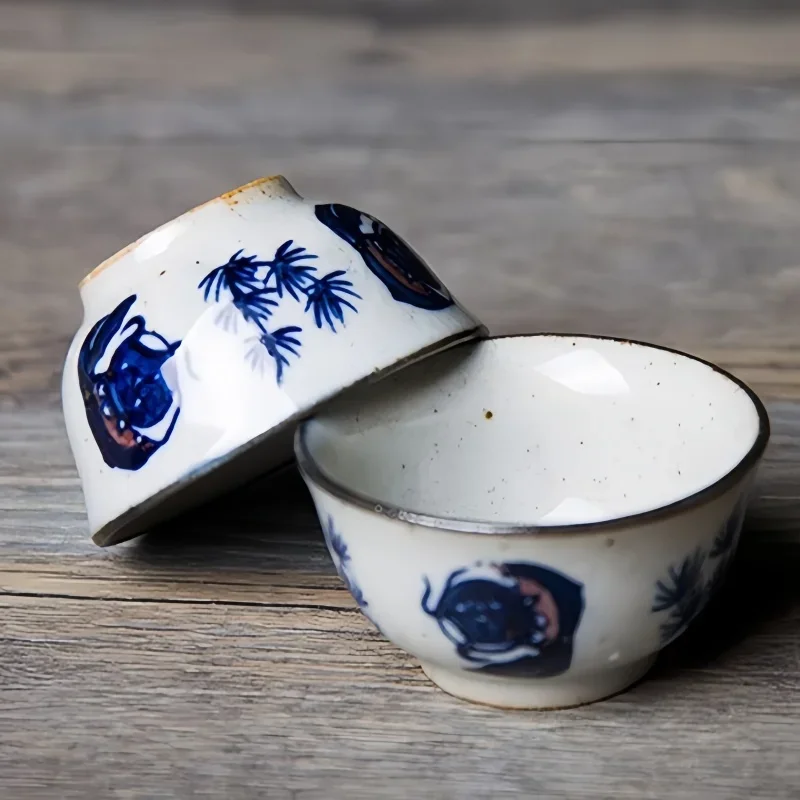 1PC 30ml Hand-Painted Chinese Calligraphy Teacup - Stoneware Gongfu Tea Set, Poetry Cup, Traditional Style Tea Bowl