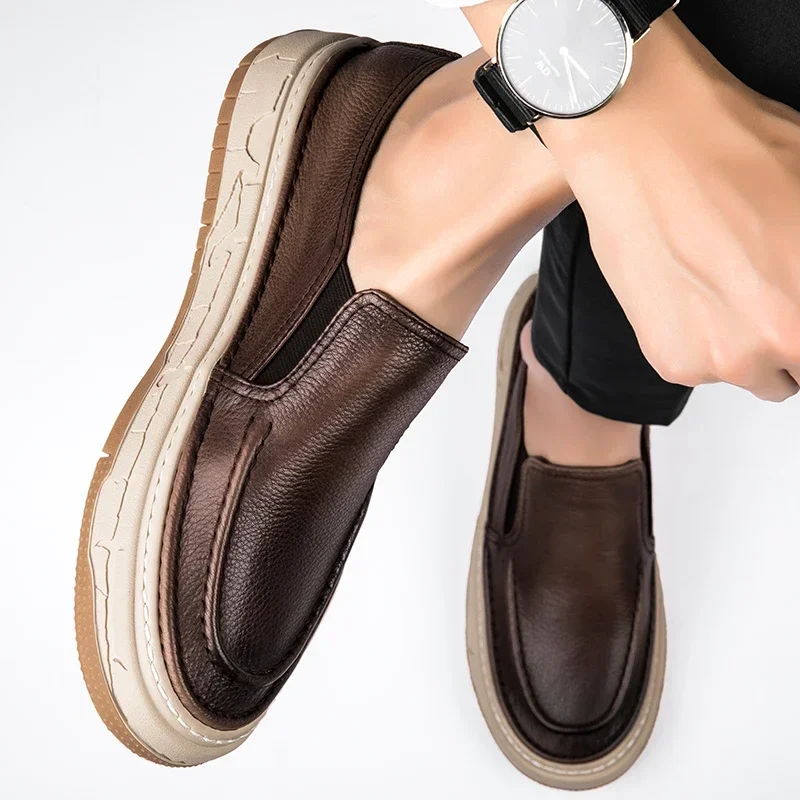 Genuine Leather Mens Shoes Business Formal Shoes Designer Casual for Men Comfy Men Dress Loafers Driving Mocassin