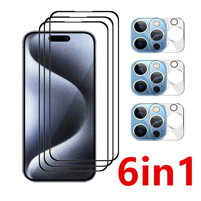 Vetro Temperato Per Iphone 15 15Pro 15 Plus Pellicola Salvaschermo + Pellicola Morbida Per Fotocamera Per Iphone 15 Pro Max Glass 9H Protecive