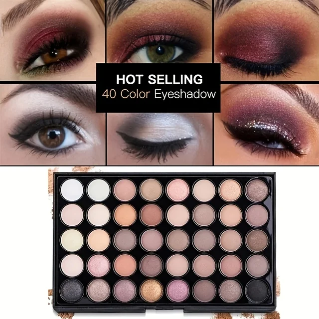 40 Color Matte and Glitter Eyeshadow Palette with Brushes – High Pigmentation Eye Makeup