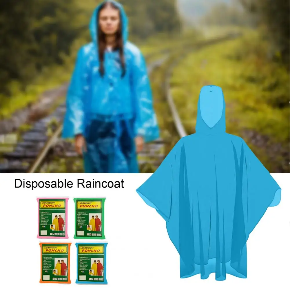 1 Set Raincoat Lightweight Disposable Rain Poncho Durable Convenient Hooded Rain Cape for Adults Children