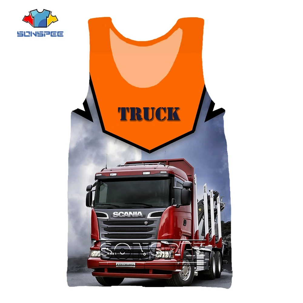 

SONSPEE 3D Print Of Heavy Truck Sleeveless Vest Men's Women's Casual Couples Harajuku Oversize Trend Street Personality Tops
