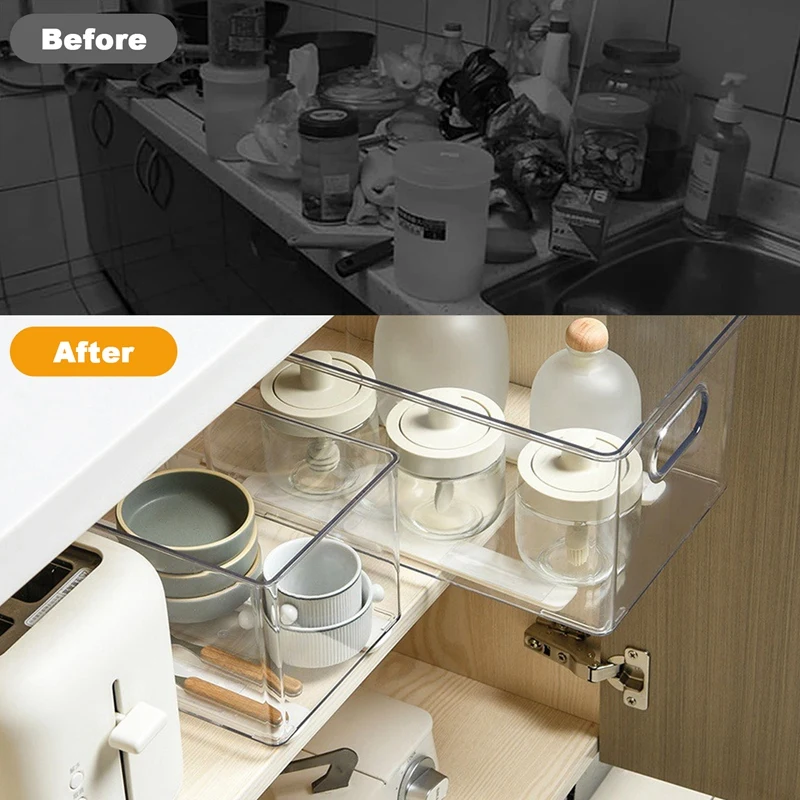 2Pcs/Set Storage Rack DIY Track Pullout Track Basket Pull Rail For Kitchen Household Accessories Storage Creative Slides-A97Q 2