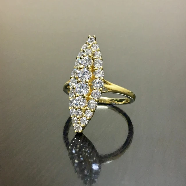 89997-103315.jpg Huitan Hyperbole Marquise en forme de couleur or anneaux pour les femmes entièrement pavé éblouissant CZ nouveaux accessoires de bande de mariage à la mode bijoux