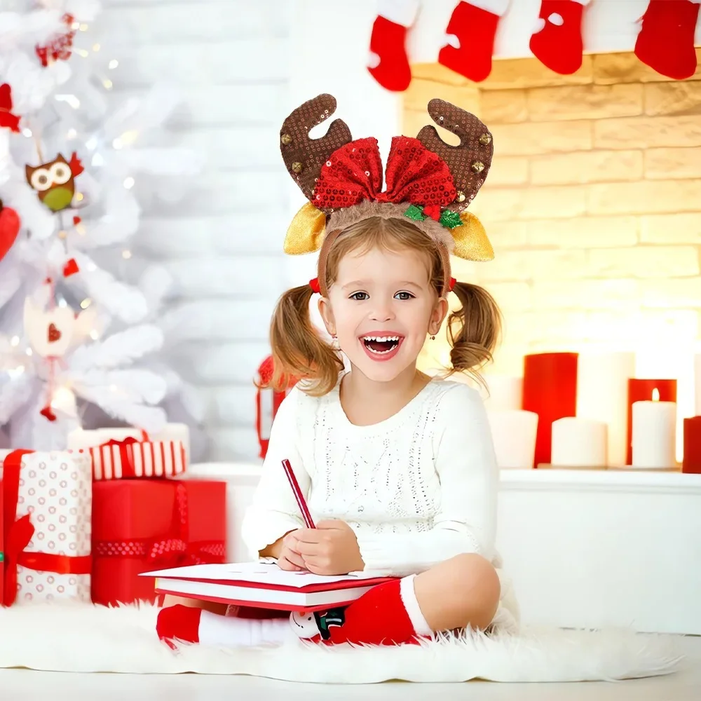 Cartoon Christmas Headband Santa Hat Head Band Elk Antler Xmas Tree Headband Merry Christmas Party Hat Happy New Year 2026 Decor