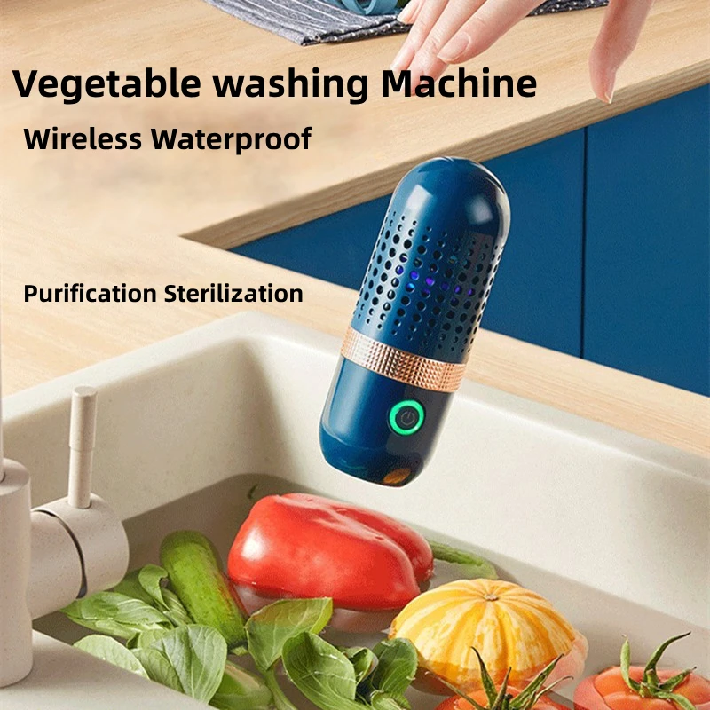 Portable Automatic Vegetable Cleaning Machine Wireless Fruit Food Washing Cleaner Waterproof Sterilization Purifier Kitchen Tool